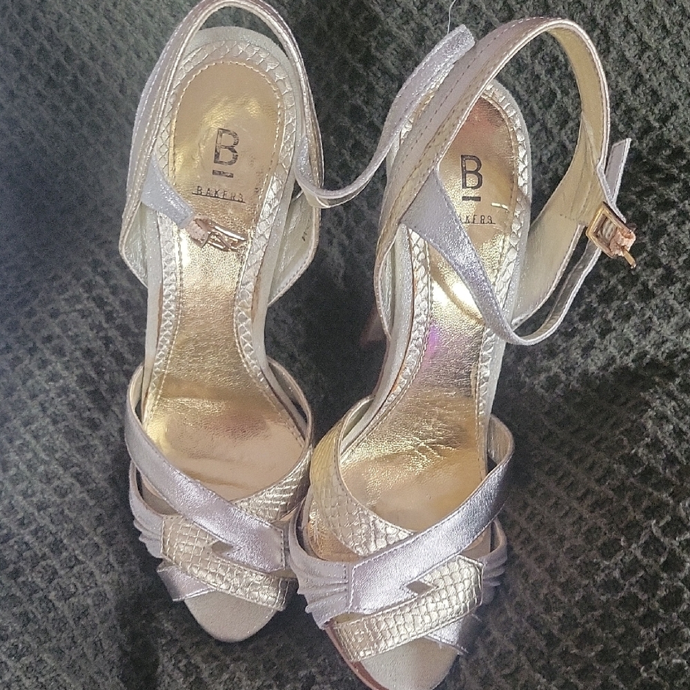 Bakers Metallic Silver Heels
